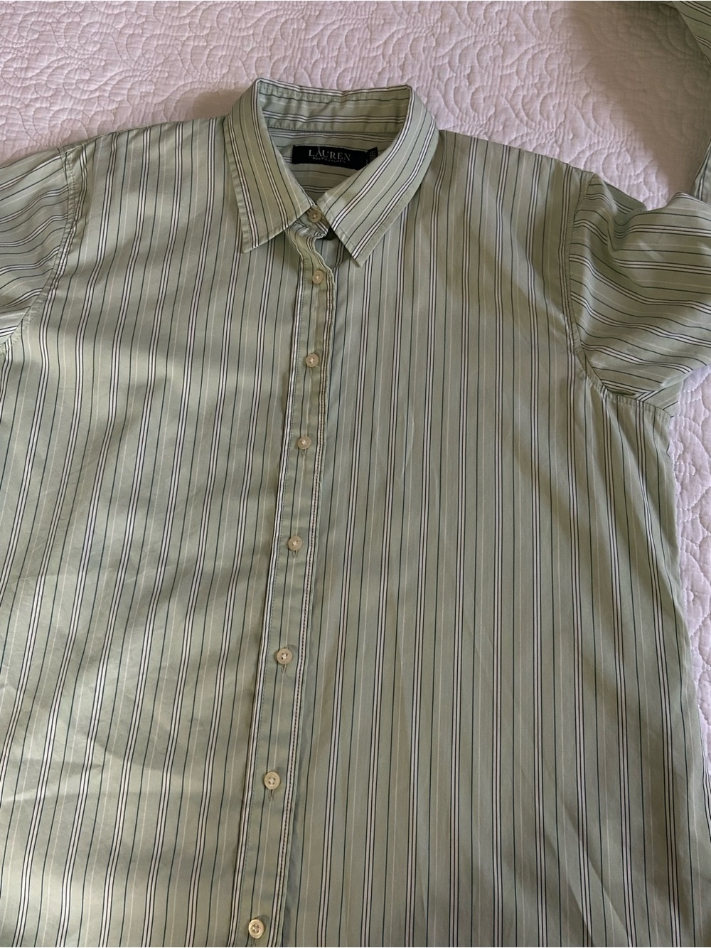 Ralph Lauren Light Green Striped Button Down Shirt Size Large - Picture 9 of 12